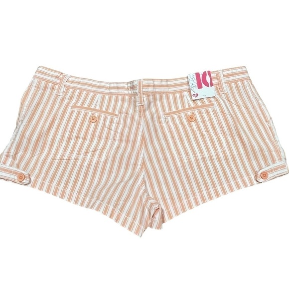 DEAR AB Peach Striped LOW RISE SHORT SHORTS VINTAGE Y2K NWT SIZE 10 - Picture 3 of 7